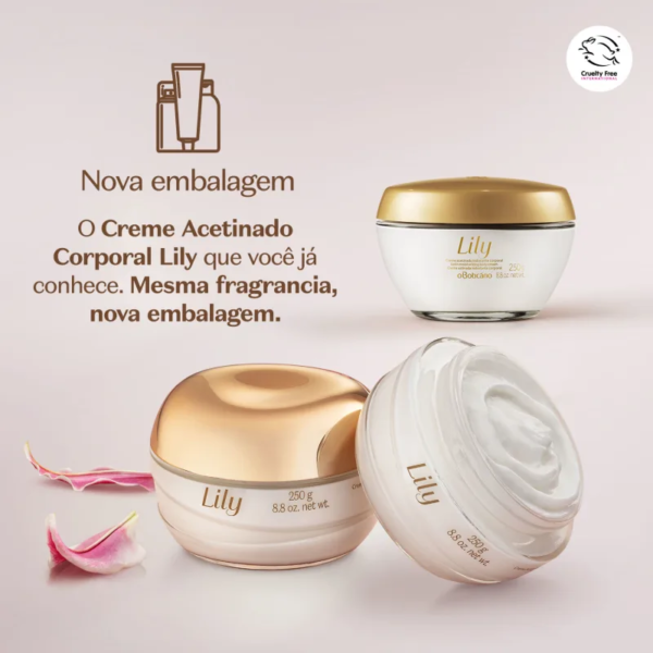 Creme Acetinado Hidratante Desodorante Corporal Lily 250g - Imagem 3