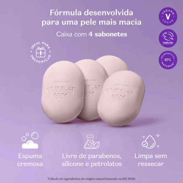 Sabonetes Cuide-se Bem Rosa e Algodão 4x80g Cada - Imagem 3