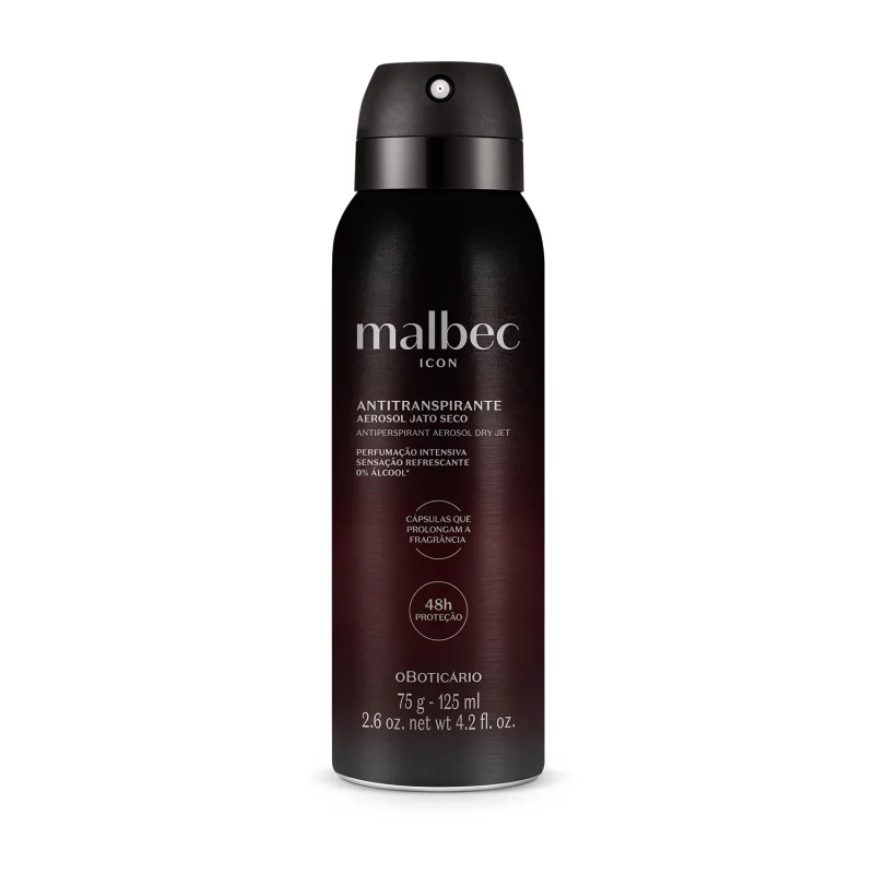 Antitranspirante Aerossol Jato Seco Malbec Icon 75g/125ml