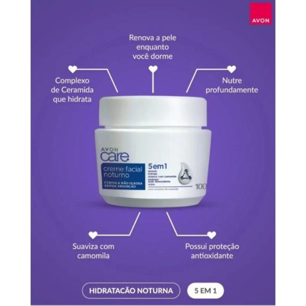 Avon creme Facial norturno 5 em 1 - Avon Care 100g - Imagem 3