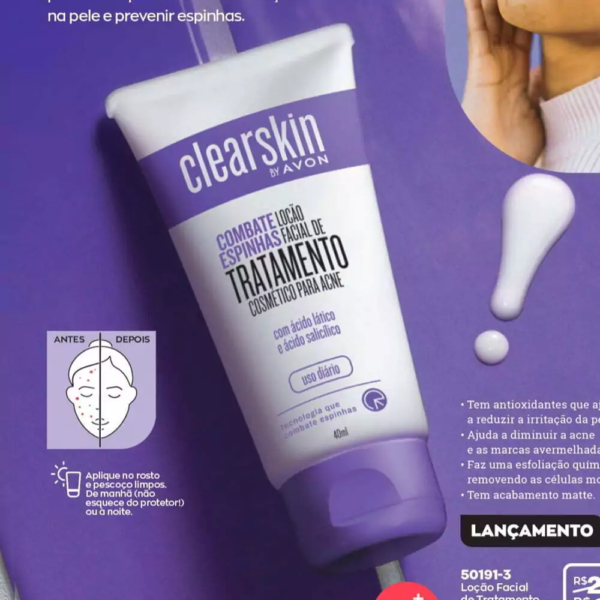Avon loção Facial Clearskin De Tratamento Cosmético Para Acne 40ml - Imagem 3