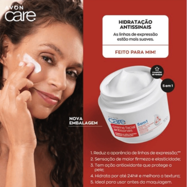 Avon creme Facial Antissinais 5 em 1 - Avon Care 100g - Imagem 3