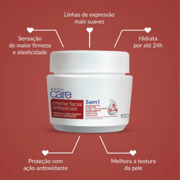 Avon creme Facial Antissinais 5 em 1 - Avon Care 100g - Imagem 4
