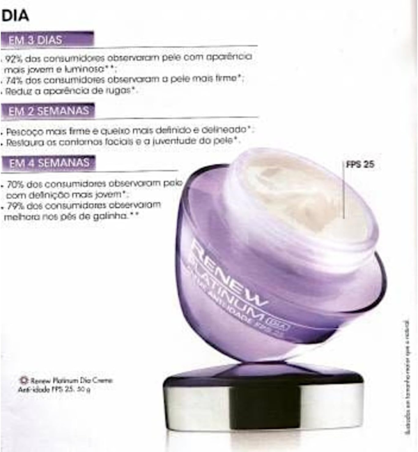 Avon Renew Platinum Avon Dia Fps 25 Definição E Contorno 55+ Tipo de pele Todo tipo de pele - Imagem 8