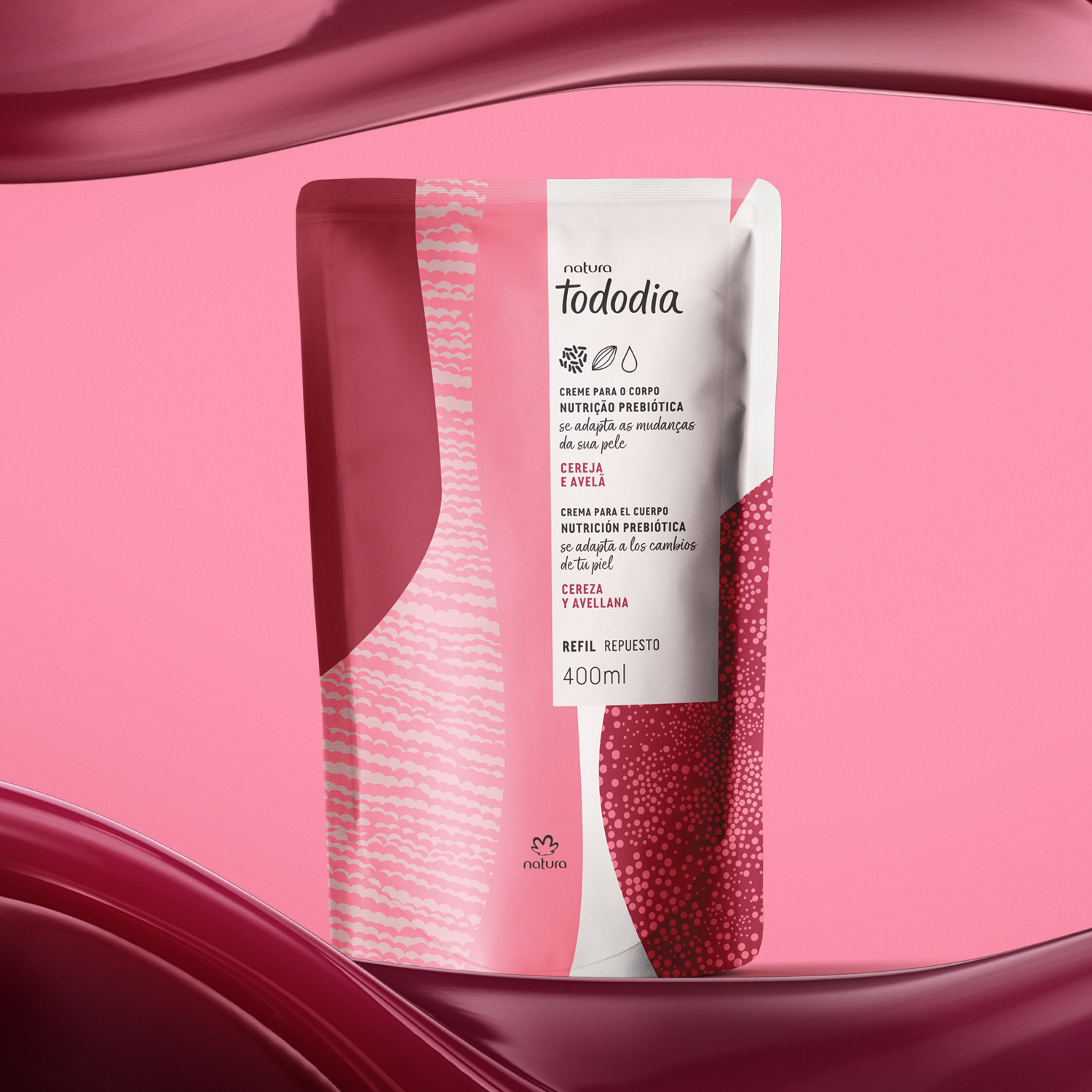 Refil Creme Desodorante Nutritivo para o Corpo Tododia Cereja e Avelã 400ml
