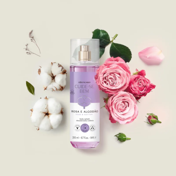 Body Splash Desodorante Colônia Cuide-se Bem Rosa e Algodão 200ml - Imagem 3