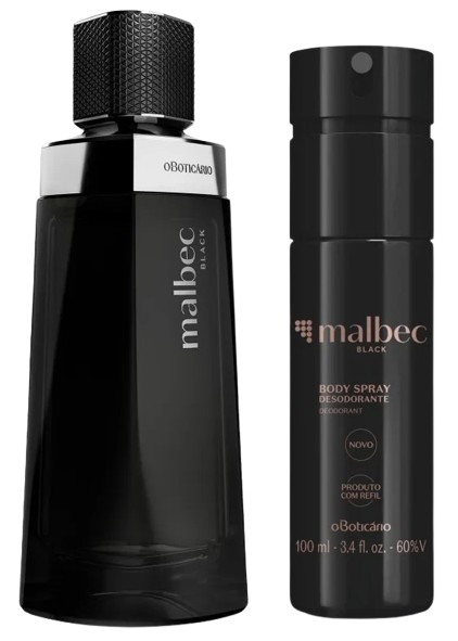 Combo Malbec 2 itens Malbec black desodorante colônia + Desodorante body spray Malbec black 100ml Masculino.