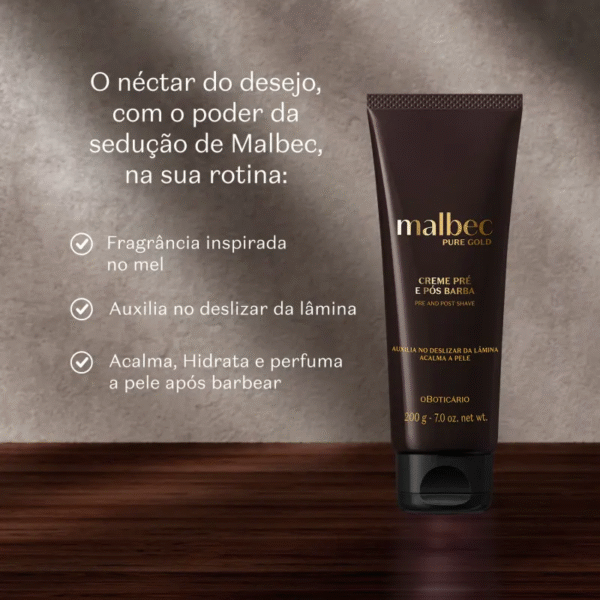 Creme Pré e Pós-Barba Malbec Pure Gold 200g - Imagem 2