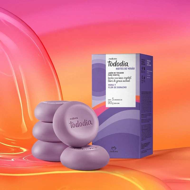 Sabonete em Barra Puro Vegetal Tododia Amora e Flor de Pêssego 05un 90gr