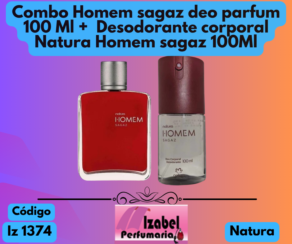 Combo Homem sagaz deo parfum 100 Ml +  Desodorante corporal Natura Homem sagaz 100Ml
